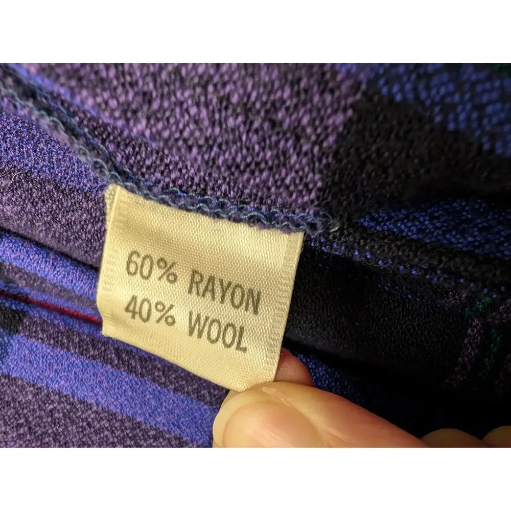 Vintage 70s Union Made Giuseppe Stripe Pleated Midi Skirt Navy Purple Collegiate